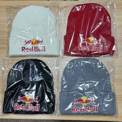 Embroidered Red Bull Knitted hat Beanie Winter Hat Unisex Warm Cap for Men And Women Red Bull Unclimbed Urine Hat