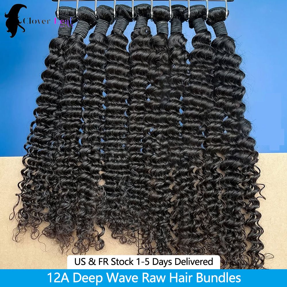 12A Ondas Profundas de Cabelo Humano Brasileiro Remy 30 32 Polegadas Cachos Naturais 100% Cabelo Humano Extensões de Cabelo Humano