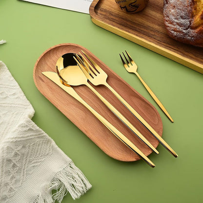 Conjunto de Talheres de Aço Inoxidável 16 Peças Rainbow para Jantar Faca Garfo de Bolo Colher Conjunto de Talheres de Mesa de Cozinha
