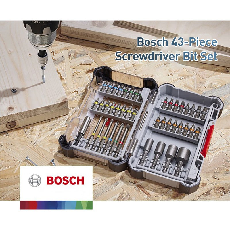 ? Kit de Pontas de Parafusadeira Bosch de 43 Peças com Controladora de Impacto Profissional Kit de Acessórios Bosch