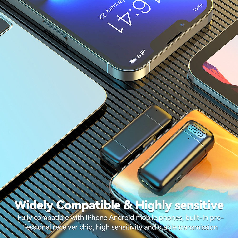 Microfone de Lapela com Estojo de Carregamento Mini Microfone Sem Fio para Celular Android IOS com Função de Cancelamento de Ruído para Gravar Vídeos
