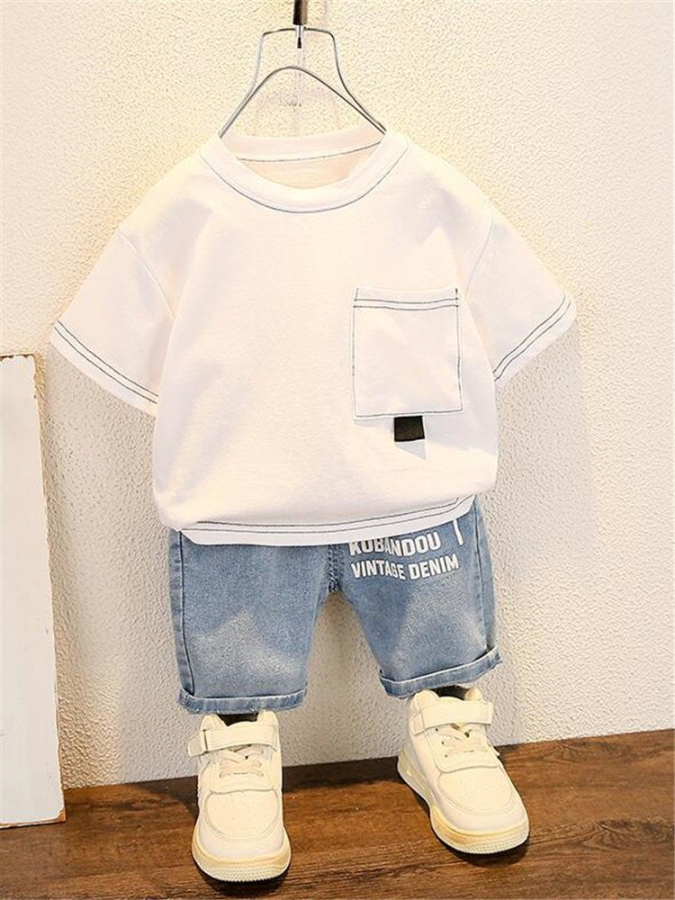 New Summer Baby Boy Kids Clothes Children Clothing Suit Tops Short-sleeve T-shirt Pants 2pcs/set Sport Infant 0-5 Years