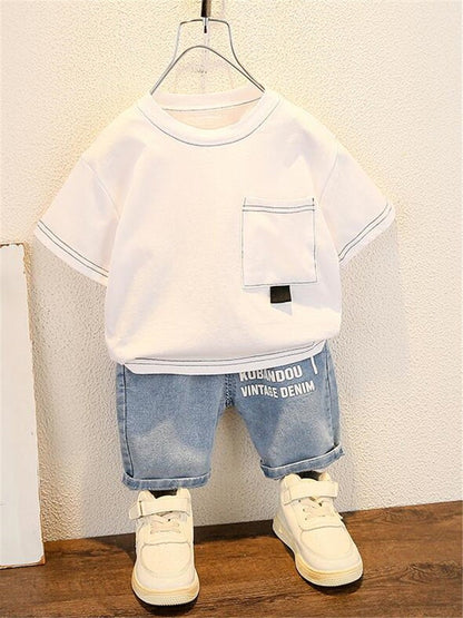 New Summer Baby Boy Kids Clothes Children Clothing Suit Tops Short-sleeve T-shirt Pants 2pcs/set Sport Infant 0-5 Years