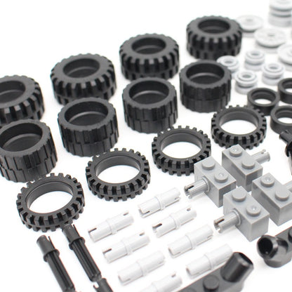 56 unidades/lote Moc Roda Técnica Blocos de Construção Tijolos Pino Pneu Eixo Conector Carro Tecnologia Automóvel Peças Conjunto Brinquedo