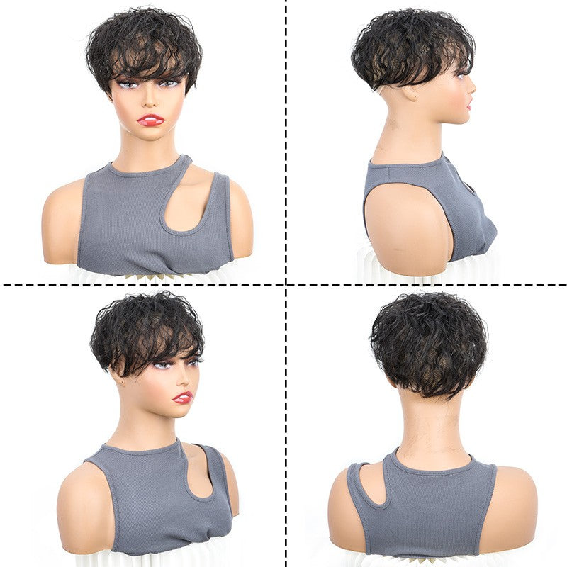 Extensão de cabelo sintético de 6 polegadas com clipe, touca curta encaracolada, peruca respirável leve, aumenta o volume do cabelo