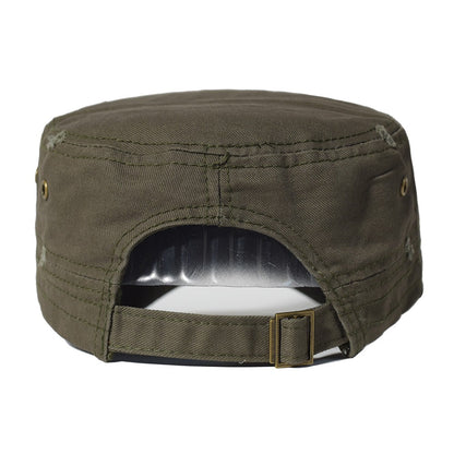 Four Seasons Washed Cotton Flat Caps Men Women Military cap Unique Design Vintage Flat Top Hat