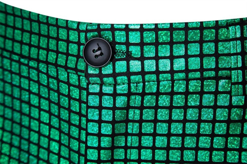 Novas Calças Masculinas Luxuosas de Terno Xadrez com Lantejoulas Moda Masculina Festa de Dança Bar KTV Casual Calças Pequenas Elásticas