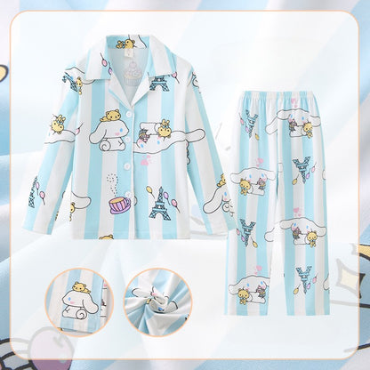 Kawaii Pochacco Children Pajama Sets Lovely Cartoon Print Collar Kids Sleepwear Set Soft Comfortable Boys Girls Pajamas