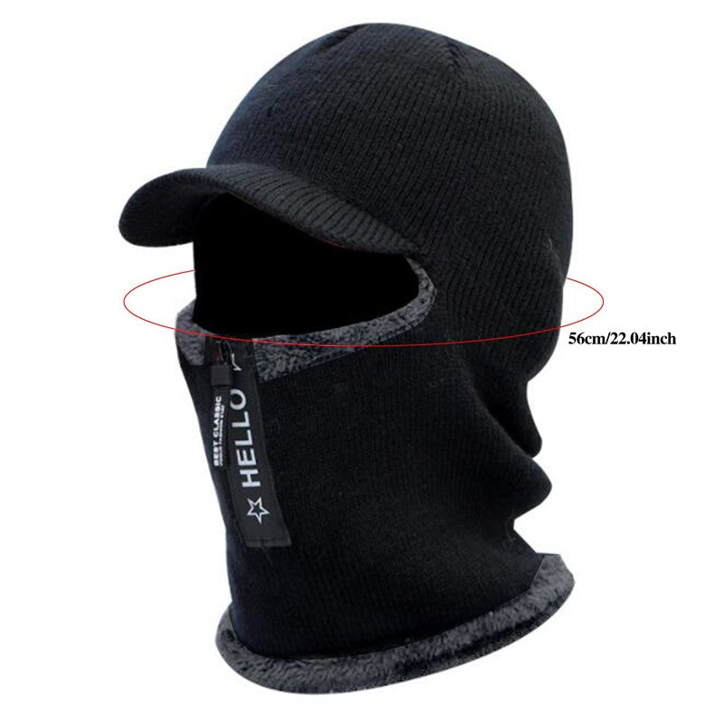 New Men's Winter Warm Wool Hat - Thickened Knitted Cycling Hat - Windproof Sun Hat - Cold and Wind Resistant