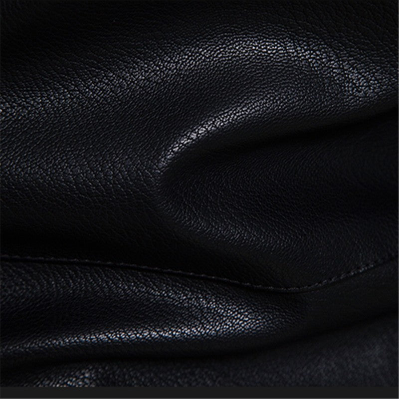 2025 PU Casual Leather Jacket Men Fleece Motorcycle Biker Slim Fit Outerwear Men Solid Stand Collar Leather Jackets