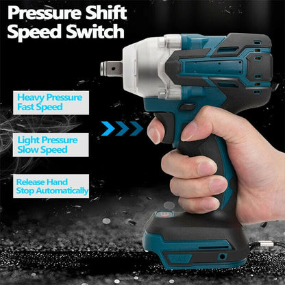 Chave de Impacto Elétrica Sem Fio Sem Escovas 520NM de 1/2 polegada, Ferramentas Elétricas Compatíveis com Bateria de 18V, Chave com Conjunto de Caixa de Ferramentas