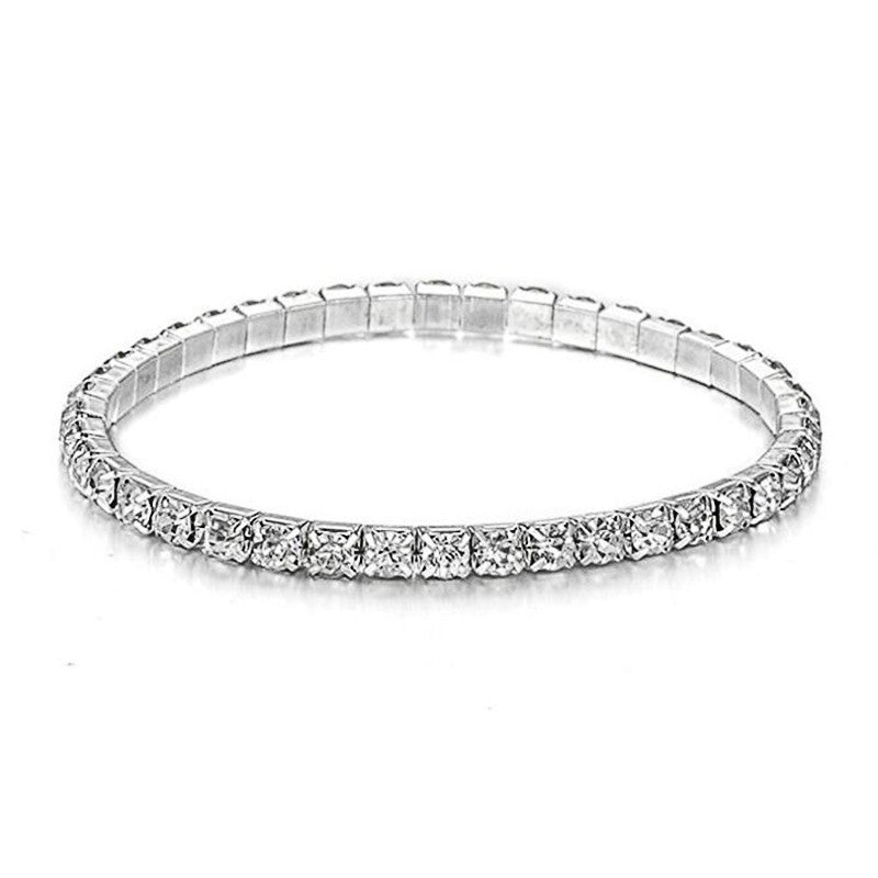 Nova Moda Cristal Bracelete Feminino Pulseiras Corrente Dourada Elástico Pulseiras Jóias de Mão Acessórios de Casamento