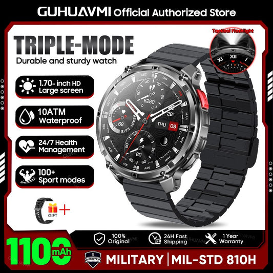 Smartwatch T-Rex 3 de Grau Militar, Bateria de 1100mAh, À Prova D'água 10ATM, GPS, Chamada Bluetooth, AMOLED HD, Masculino, Esportivo, Novo Modelo 2026