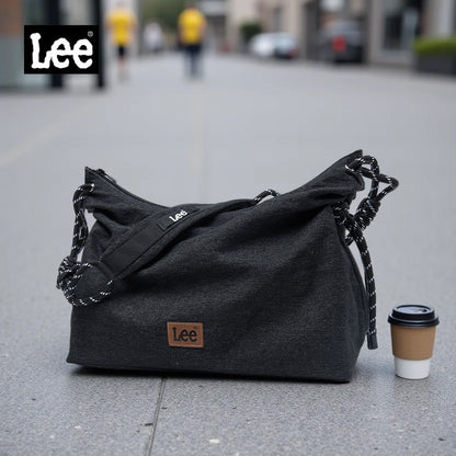 LEE Unisex Denim Blue Soft Pillow Shoulder Bags Beige Casual Simple Utility Light Ladies Large High Capacity Hobo Crossbody Bag