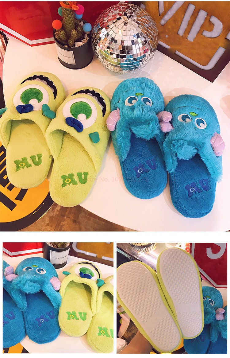 Pantufa de Anime Universidade Monstros Disney Monstros SA Mike Wazowski Sullivan Quente de Inverno Antiderrapante Desenho Animado Sapatos Domésticos