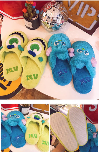 Pantufa de Anime Universidade Monstros Disney Monstros SA Mike Wazowski Sullivan Quente de Inverno Antiderrapante Desenho Animado Sapatos Domésticos