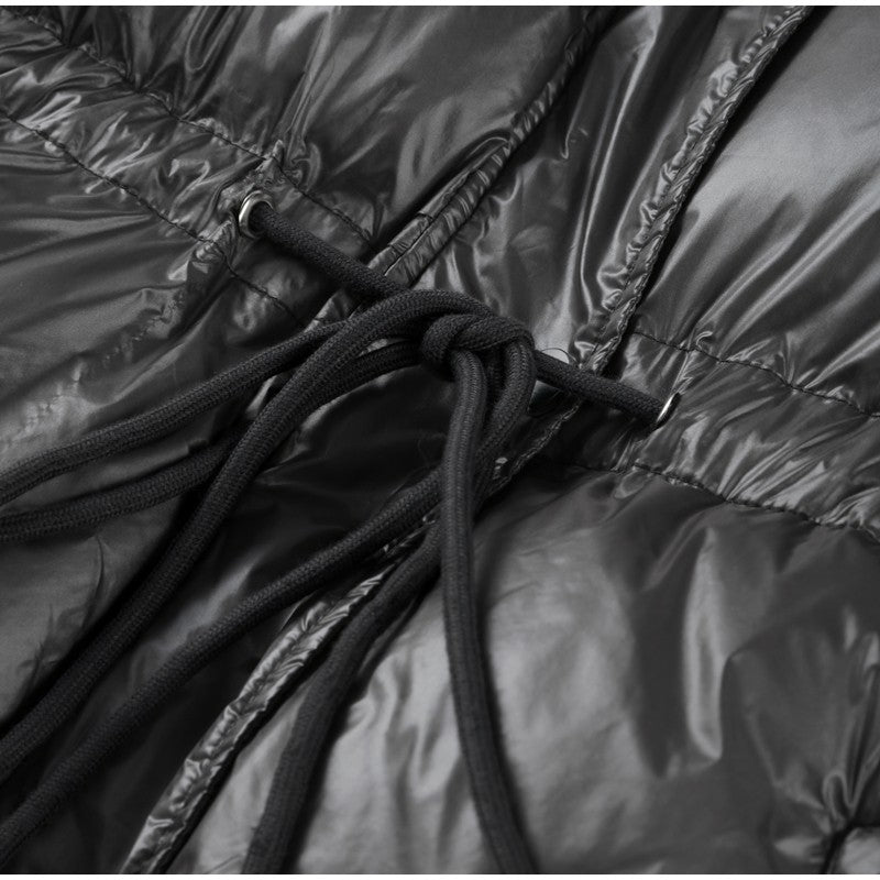 Chic Hooded Cotton Padded Jackets For Women Y2K Single Breasted Zipper Drawstring Coats 2026 Winter Pocket Long Sleeve Outerwear