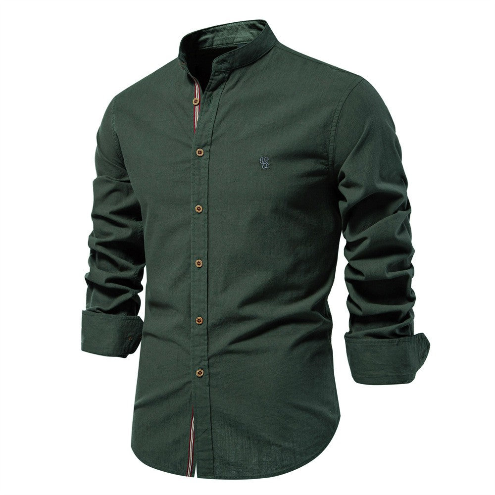 2025 New 100% Cotton Linen Shirt Men Embroidery Brand Shirts Tops High Quality Long Sleeve Button Down Casual Blouses
