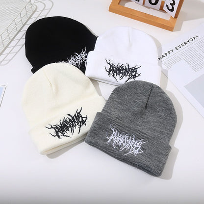 Warm Women Men Winter Beanies Hats Gothic Street Punk Knitted Bonnet Caps 100% Cotton Fashion Keep Warm Skullies Beanies Hats