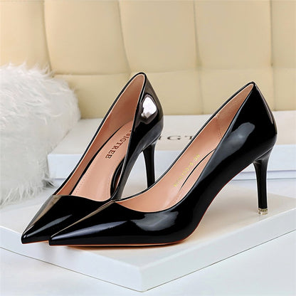 Women Mteallic Bronze Leather Pumps 7.5cm 10.5cm High Heels Lady Stiletto Middle Heels Wedding Bridal Gold Silver Event Shoes