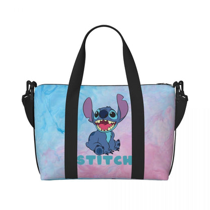 Custom Large SLilo And Stitch Cartoon Tote Bag Women Anime Shopping Shoulder Beach Gym Travel Bag