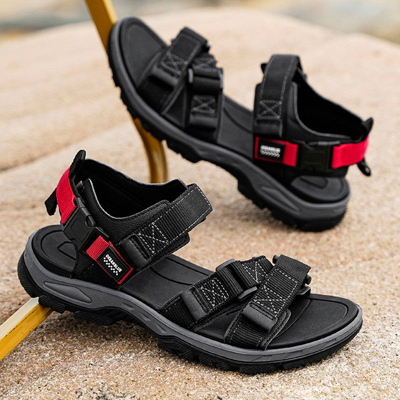 Flat Sandals Summer Mens Breathable Holidays Beach Shoes Open-Toe Outdoor Casual Travel Hiking Sandials