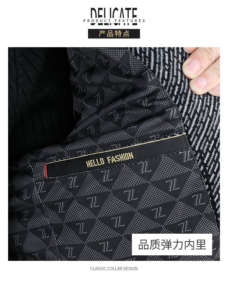 2026 Men's Striped Embroidered Casual Wool  blazer