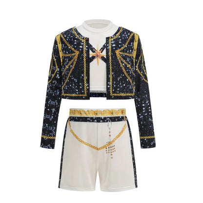 Kids Michael Jackson Costume Boys Superstar Singer Outfit Halloween Carnival Stage Performance Dance Cosplay Party Costume