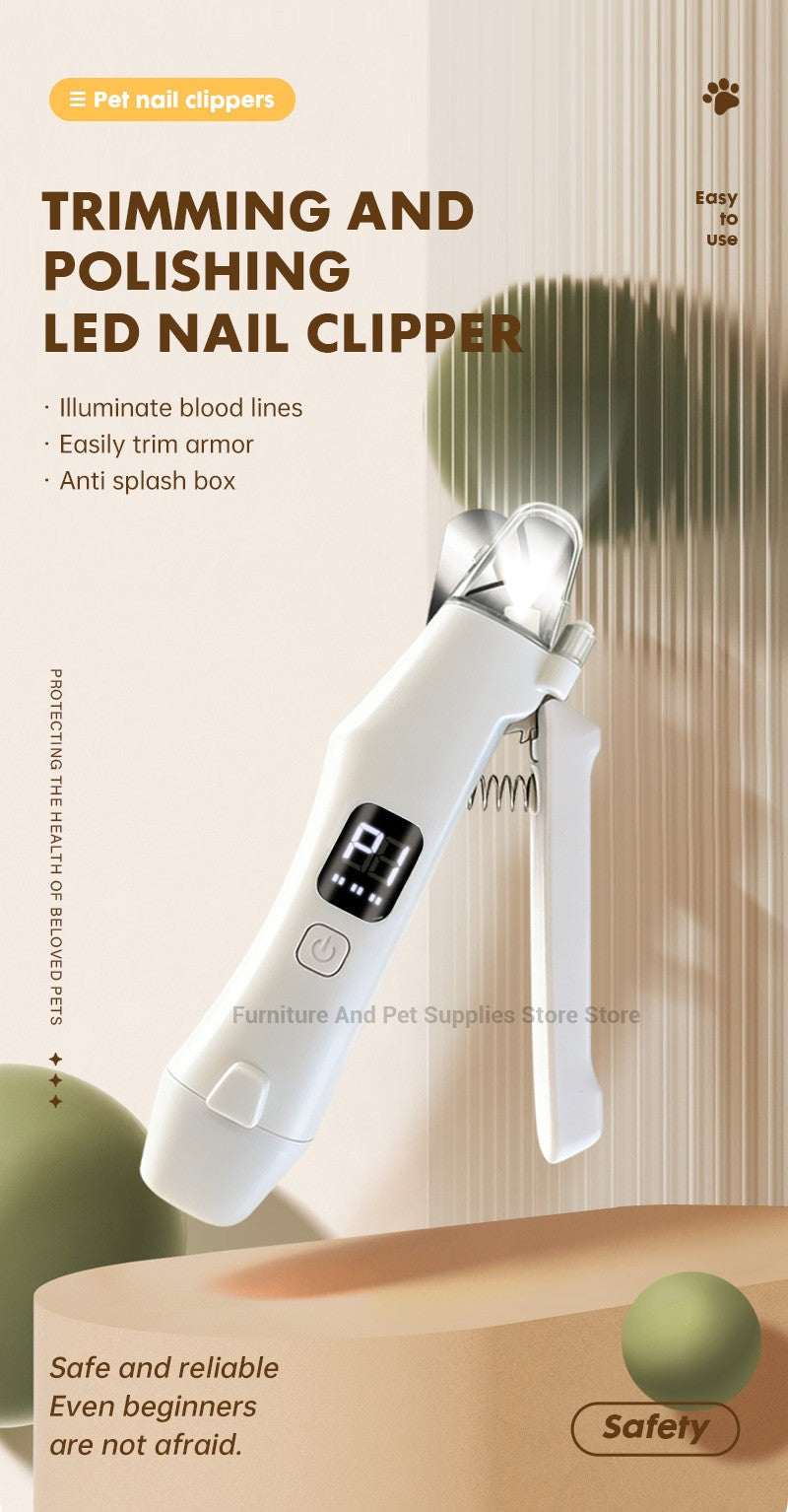 Aparador de Unhas Elétrico 2 EM 1 para Pets com Luzes LED Lixador de Unhas para Pets Aparador e Lixador de Unhas de Cães para Cães/Gatos de Pequeno, Médio e Grande Porte