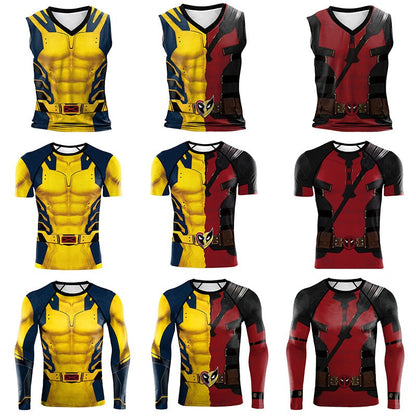 Halloween T-Shirt Red Shirt Men Tanks Halloween Cosplay Costume Hero Long Sleeved Tees Tanks Men Top Carnival Party Outfit