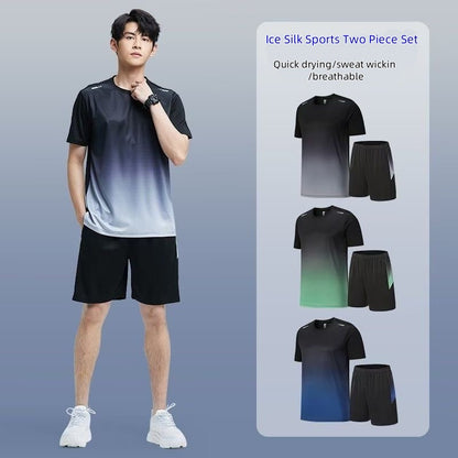 Running Sets Men Sportswear Short sleeve Clothes Fitness Basketball tennis Soccer Plus Size Gym Clothing 2 pieces Sports Suits