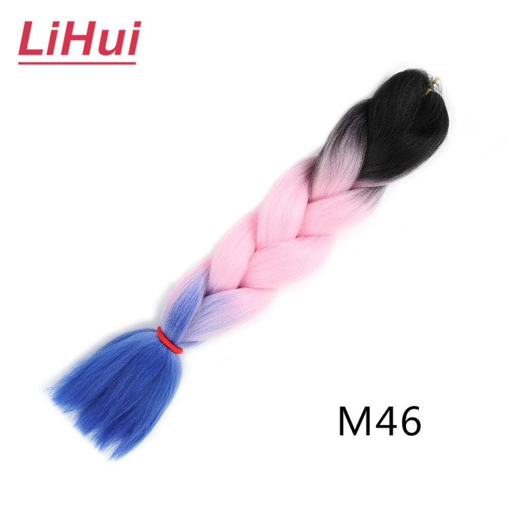 Cabelo Sintético Trança Jumbo 24 Polegadas Ombre Jumbo Extensão de Cabelo para Mulheres Tranças DIY Roxo Rosa Amarelo Cinza Lihu