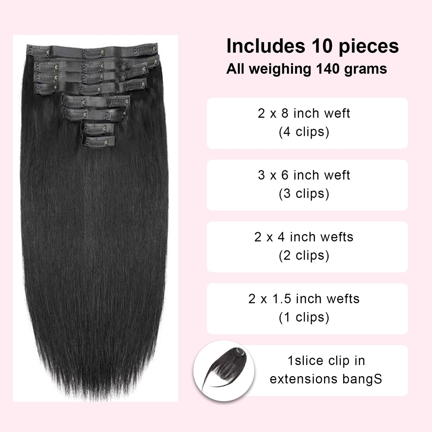 Aplique de Cabelo Humano Liso de 24 Polegadas Clip-in Cabelo Peruano 9 Peças Preto Natural Clip-in Cabelo Humano 100% Real Macio Para Mulheres
