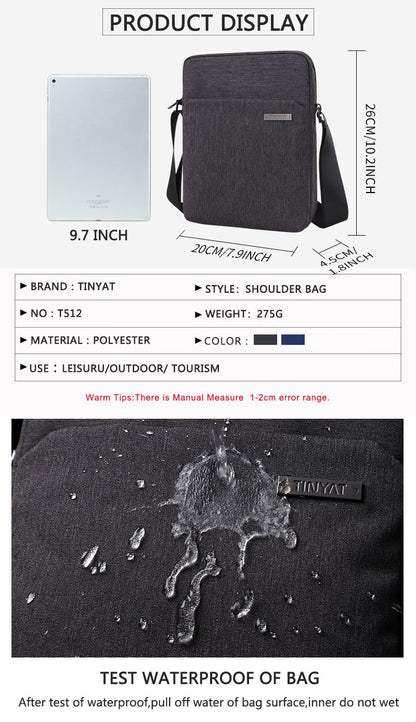 TINYAT Man's Simple Waist Bag Water Resistant Shoulder Bag Business Crossbody Bag work outdoor  for Daily Use Travel Office