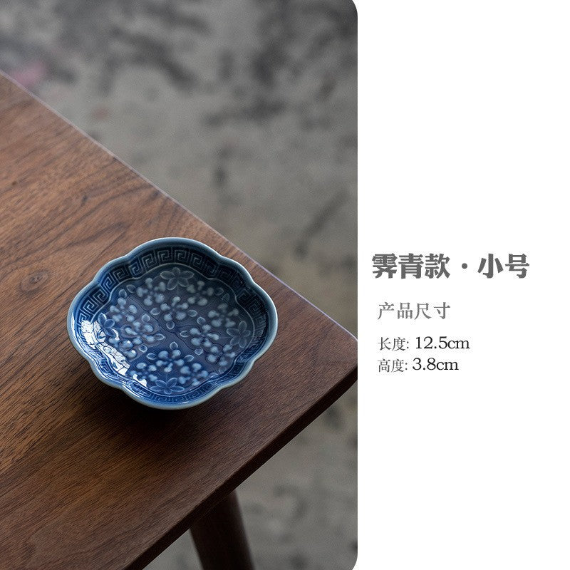 Chinese Style High Leg Fruit Dishes Ancient Pastry Plate Fruit Plate Appetizer Serving Platter Household Plates For Food Craft
