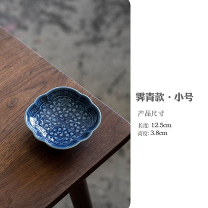 Chinese Style High Leg Fruit Dishes Ancient Pastry Plate Fruit Plate Appetizer Serving Platter Household Plates For Food Craft