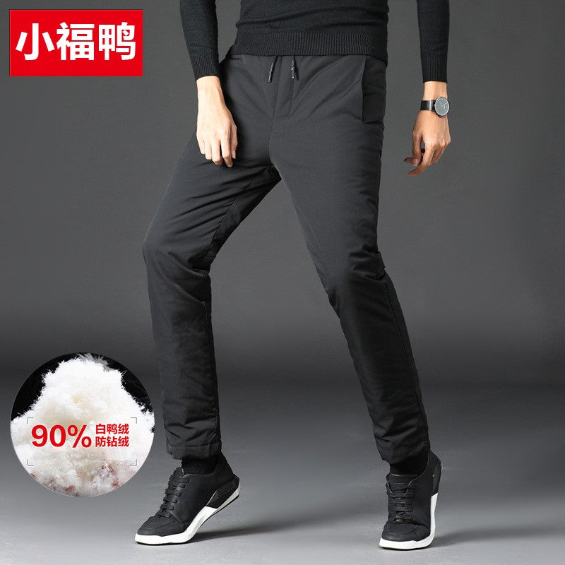 Quality Duck Down Pants for Men Thickened High Waist Loose Fit Warm Winter Trousers calça masculina moletom masculino PT-581