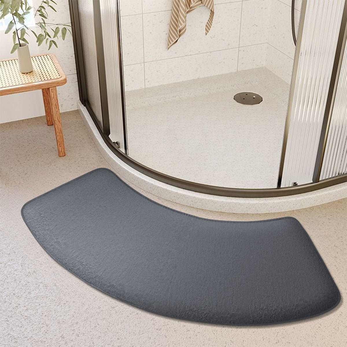 Curved bathroom mat shower room foot pad thick sponge toilet absorbent foot mat toilet non-slip mat dirt-resistant entrance mat