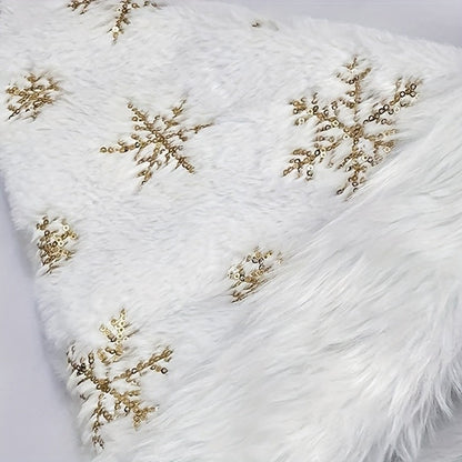 Chapéu de Natal floco de neve branco, decoração de Natal, chapéu de Natal bordado dourado felpudo, fantasia de festival de Natal, sacola de presente