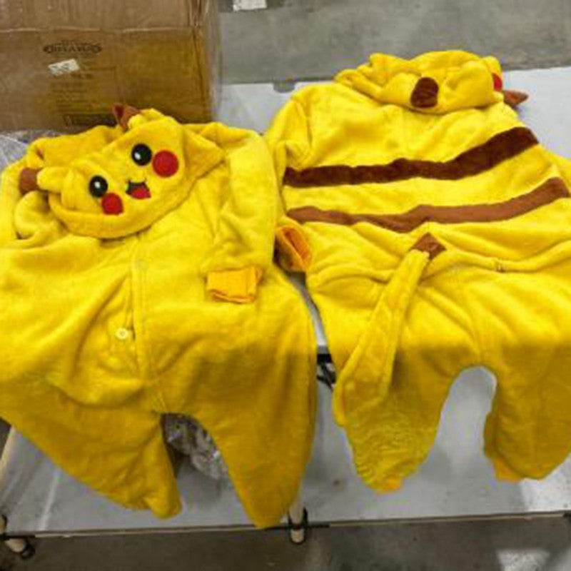 Pokemon Pikachu Flanela Quente Roupas de Casa Infantil Outono&Inverno Macacão Macio Cosplay Animal Moletom Pijama Presente para Pais e Filhos