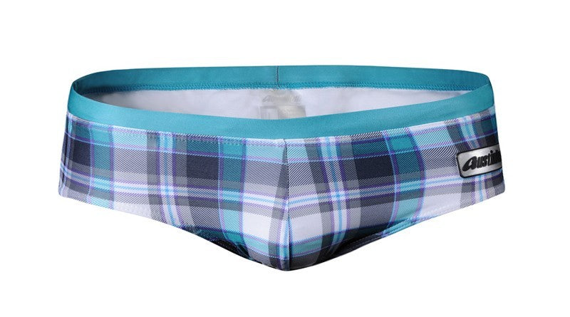 GANYANR Brand Swimming Trunks Swimwear Men Sunga Swimsuit Bikini Gay Sexy Swim Shorts Plaid Briefs Low Waist Bulge Pouch 2017