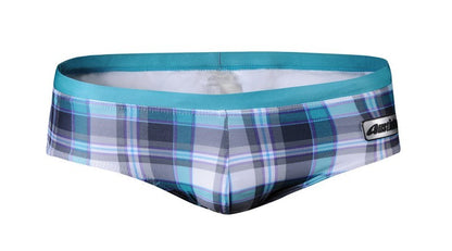 GANYANR Brand Swimming Trunks Swimwear Men Sunga Swimsuit Bikini Gay Sexy Swim Shorts Plaid Briefs Low Waist Bulge Pouch 2017