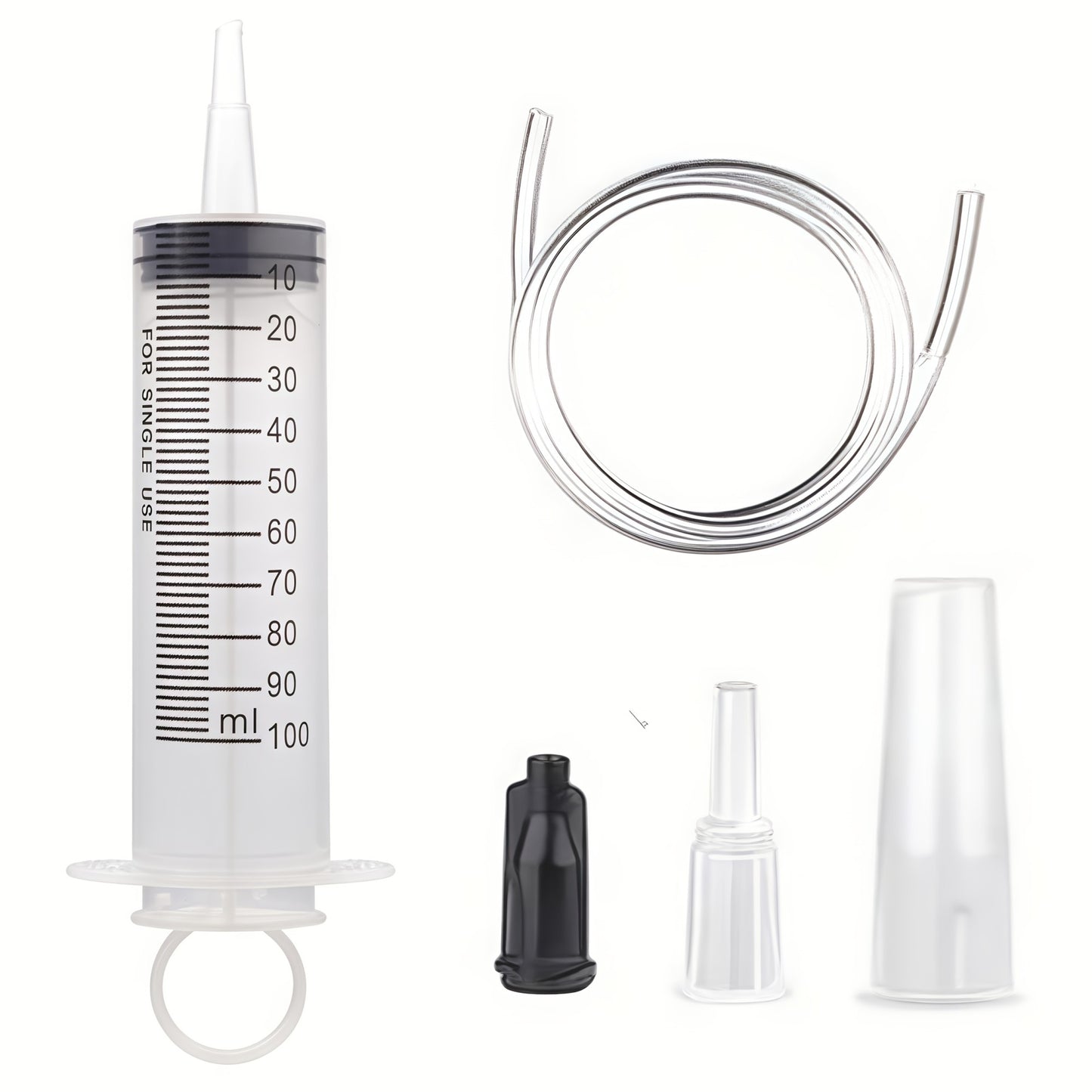 Seringa grande de 60/100/150ml com 100 cm de tubo, conversor, conjunto de tampa, injetor de jardim, para batom líquido, tinta, resina epóxi, óleo