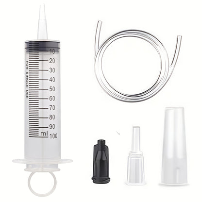 Seringa grande de 60/100/150ml com 100 cm de tubo, conversor, conjunto de tampa, injetor de jardim, para batom líquido, tinta, resina epóxi, óleo