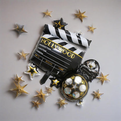 2Pcs Cinema Festival Theme Aluminum Film Balloons for Movie Night Birthday Photo Props Party Decoration