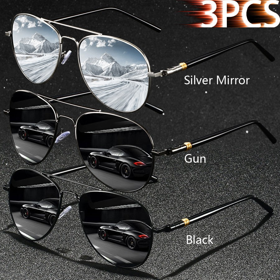 3 PCS Fashion Vintage Square Metal Frame Sunglasses Men Women Fishing Driving Luxury Brand Designer Sun Glasses  Eyewear UV400