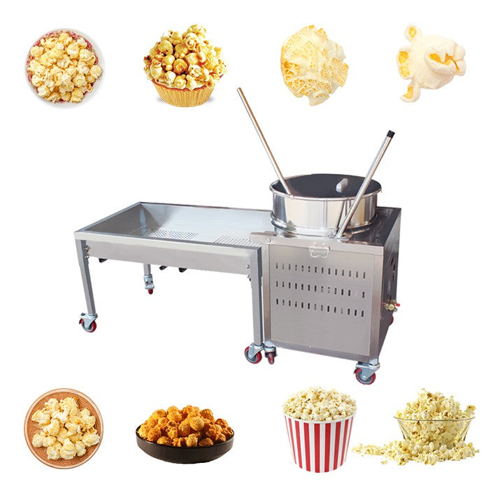 Commercial Fully Automatic Popcorn Maker Popcorn Making Machine Gas Heating Manual Electric Stirring Industrial Pop Corn Machine