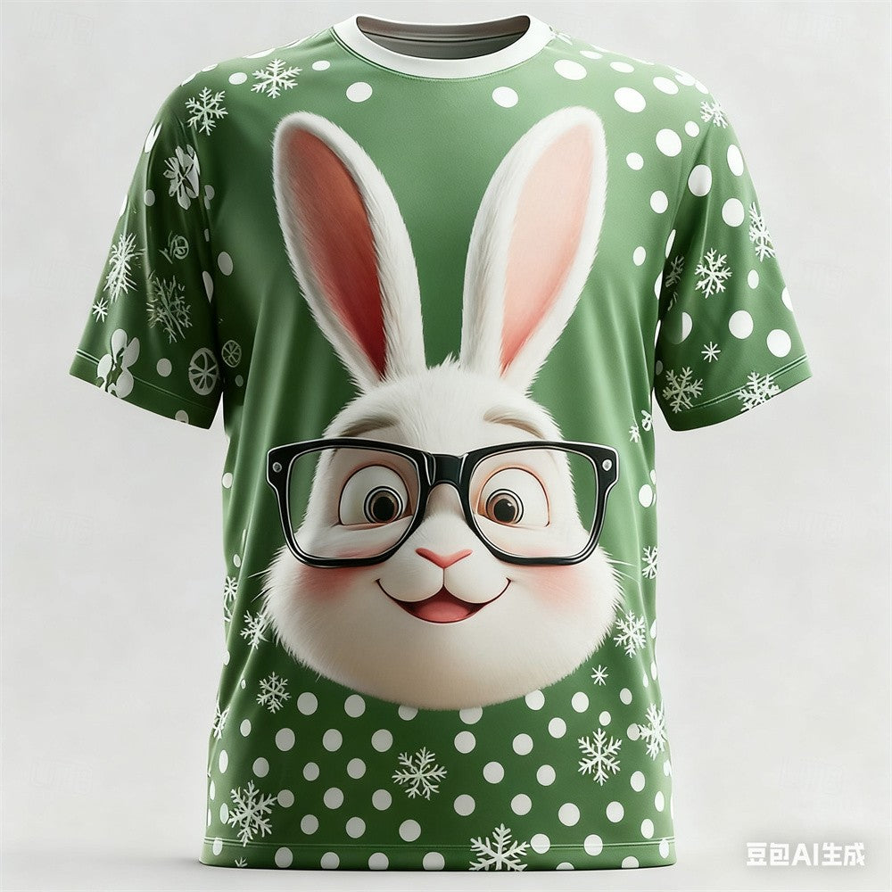 Christmas Men's T-shirt Animal 3D pattern printed Men's women's round neck T-shirt quick-dry t shirt for man Unisex y2k clothing