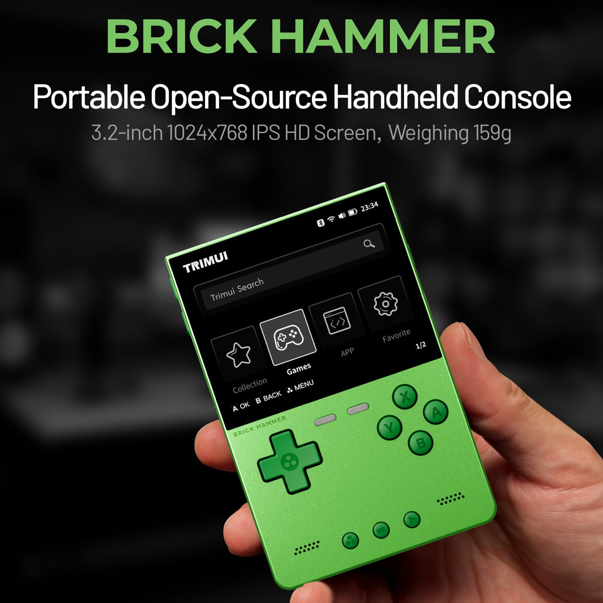 Metal Body Trimui Brick Hammer Console - 3.2" Ultra-Clear IPS Screen 3000mAh Open Source Handheld Retro Game Machine best Gift