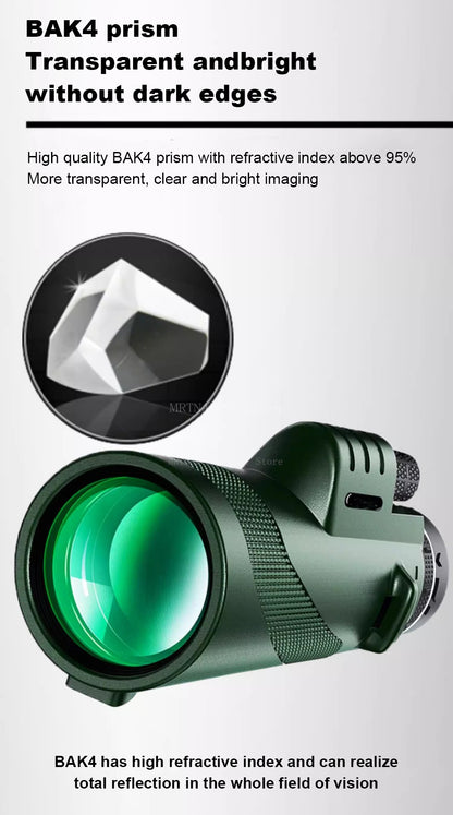 Telescópio Portátil Zoom HD 80X100 Dobrável de Longa Distância Mini Telescópio Potente para Caça Esportes Acampamento ao Ar Livre Viagens